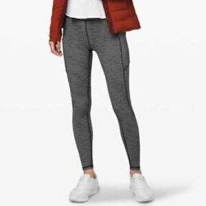 Lululemon Speed Up Tight 28" Size 4 Variegated Knit Luon Black Heather Gray